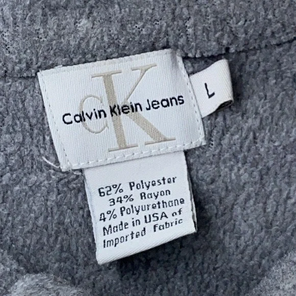 Vtg Calvin Klein Jeans Half Zip Fleece Sweater Mens Large Colorblock Drawstring - Picture 10 of 10